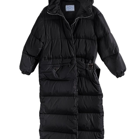 Prada 2019 Black Re-Nylon Belted Down Jacket - Picture 1 of 12